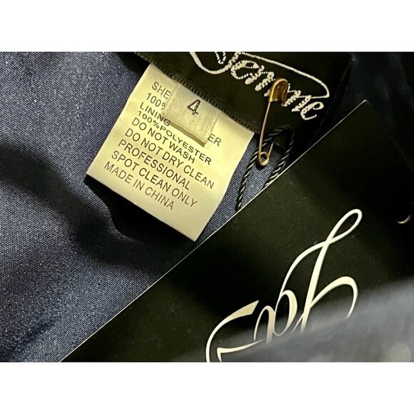 New LA FEMME Sparkle Lace Trumpet Gown Navy Size 4, Special Occasion MSRP $608 - Picture 8 of 12